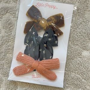 Little poppy co clip headband set Claire floral navy neutral knit velvet